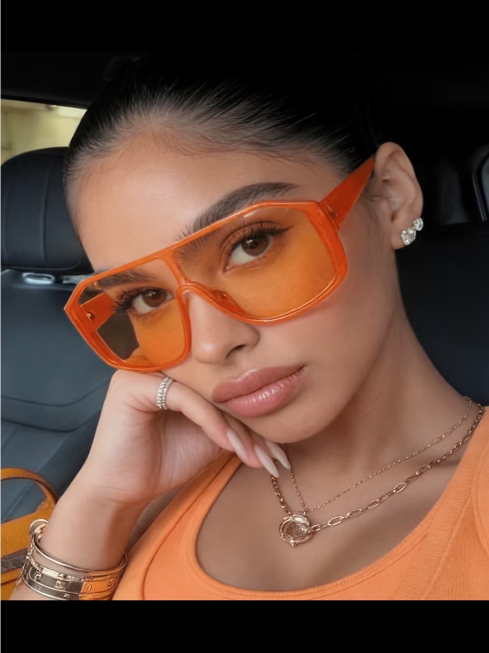 Affordable Fashion Finds Orange Oversized Shield Sunglasses